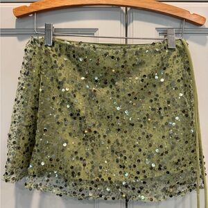 Sequin Green Wrap Skirt